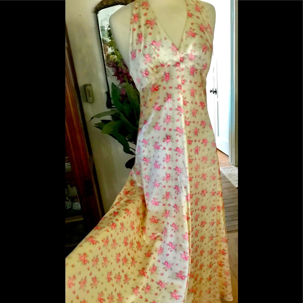 Vintage satin sheen demure Rose sexy romance dress